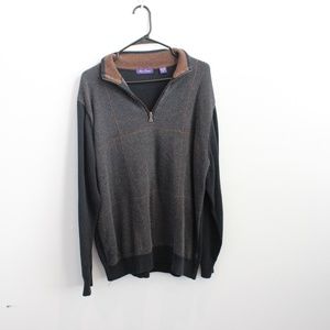 Alan Flusser Blue and brown zip up sweater